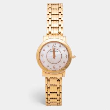 Pre Owned Balmain Mother of Pearl Rose Gold Plated Stainless Steel Tradition B1699.33.84 Women's Wristwatch 29 mm