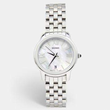 Pre Owned Balmain Mother of Pearl Stainless Steel Tradition B1891.33.82 Women's Wristwatch 34 mm