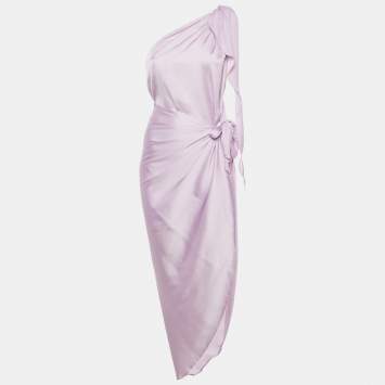 Pre Owned Baobab Lavender Satin One Shoulder Asymmetric Marea Maxi Dress XS