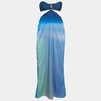 Pre Owned Baobab Blue Jersey Riri Ombre Cut Out Maxi Dress XXS