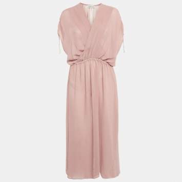 Pre Owned Baruni Mauve Sheer Crepe Maxi Dress XL
