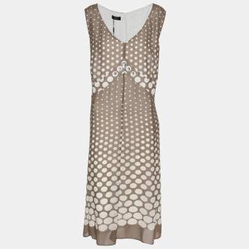 Basler Grey Polka Dot Chiffon Sleeveless Dress XXL