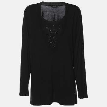 Basler Black Wool Knit V Neck Sweater XXL