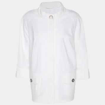 Weekend Basler White Stretch Cotton Bell Sleeve Blazer XL