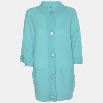 Pre Owned Basler Blue Knit Buttoned Sweater XXL