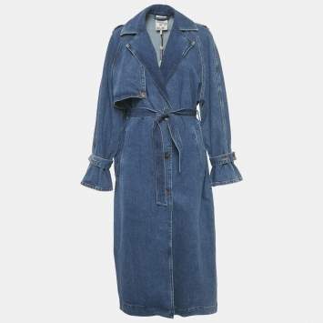 Pre Owned Baum und Pferdgarten Blue Denim Belted Coat S