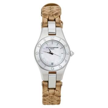 Pre Owned Baume & Mercier White Stainless Steel Linea 65690 Women's Wristwatch 27 mm