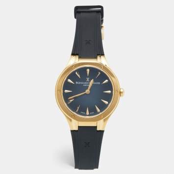 Bernhard H. Mayer Blue Gold PVD Plated Stainless Steel Rubber Le Classique BH34P/CW Women's Wristwatch 35 mm