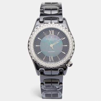 Bernhard H. Mayer Black Mother Of Pearl Black Ceramic Stainless Steel La Vida BH17/CW Women's Wristwatch 38 mm