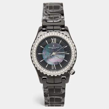 Pre Owned Bernhard H. Mayer Black Mother Of Pearl Black Ceramic Stainless Steel Circonias La Vida BH17P/CW Women's Wristwatch 38 mm