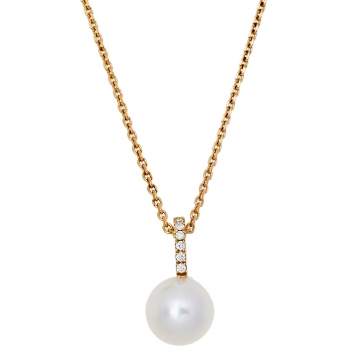Pre Owned Bernhard H. Mayer Moon Glory 18K Yellow Gold Diamond Pearl Pendant