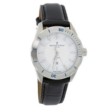 Pre Owned Bernhard H. Mayer White Mother of Pearl Leather Limited Edition BH04 Ballad Women's Wristwatch 34 mm