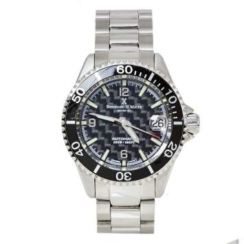 Pre Owned Bernhard H. Mayer Black Stainless Steel Nauticus Men's Wristwatch 37 mm