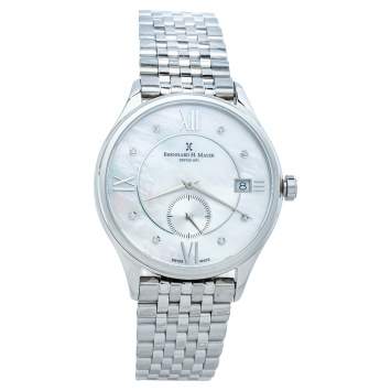Pre Owned Bernhard H. Mayer Mother Of Pearl Stainless Steel Diamond Muses Women's Wristwatch 36mm
