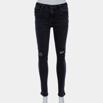 Pre Owned Black Orchid Black Denim Distressed Skinny Jude Jeans M