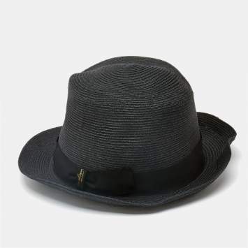 Pre Owned Borsalino Black Straw Treccia Canapa Hat 