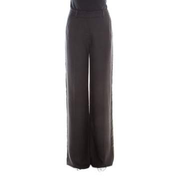 Pre Owned Borbonese Black Satin Paneled Straight Fit Trousers M