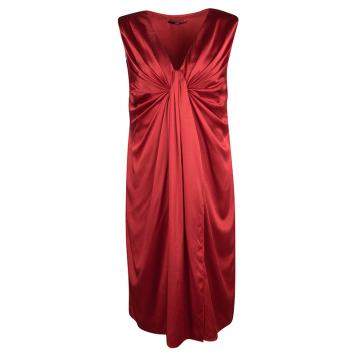 Pre Owned Boss by Hugo Boss Red Sleeveless Draped Doresa Dress S