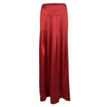 Pre Owned Boss by Hugo Boss Red Silk Satin Varana Maxi Skirt M