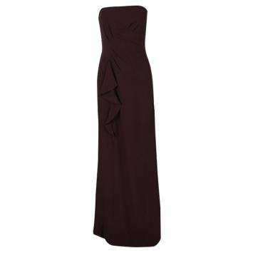 Pre Owned Boss By Hugo Boss Burgundy Draped Strapless Dilusia Maxi Dress M