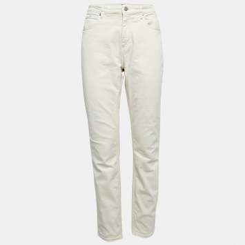 Pre Owned Boss By Hugo Boss White Denim The Jackie Slim Crop Jeans M Waist 30"