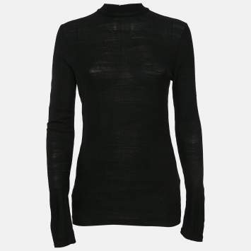 Pre Owned Boss By Hugo Boss Black Patterned Jersey Full Sleeve Sweater S