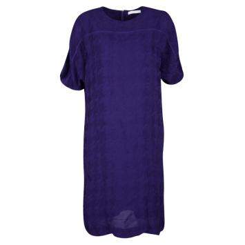Pre Owned Boss By Hugo Boss Purple Textured Short Sleeve Shift Dress S