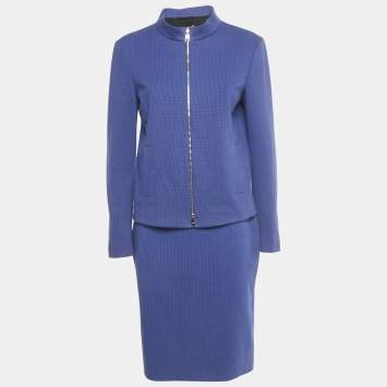 مملوكة مسبقًا بدلة تنورة بوس باي هوغو بوس هوندستوث صوف أزرق متوسطة