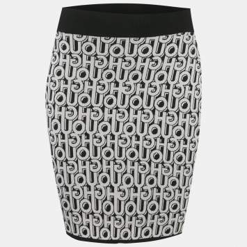 مملوكة مسبقًا Hugo By Hugo Boss Black Logo Intarsia Knit Mini Skirt S