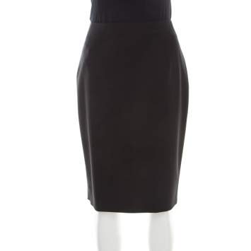 Pre Owned Boss by Hugo Boss Black Stretch Wool Pencil Skirt M