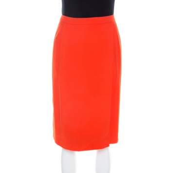 Pre Owned  Boss by Hugo Boss Orange Crepe Overlap Detail Vakira Skirt L 