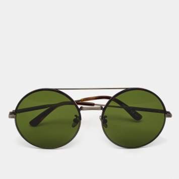 Pre Owned Bottega Veneta Green BV0171S Round Sunglasses