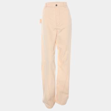 Pre Owned Bottega Veneta Peach Cotton High-Waist Panelled Jeans M