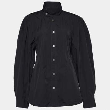 Pre Owned Bottega Veneta Black Cotton Button Front Puff Sleeve Shirt M