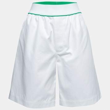 Pre Owned Bottega Veneta White Cotton Bermuda Shorts M