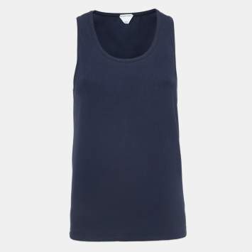 Pre Owned Bottega Veneta Blue Rib Knit Tank Top XS
