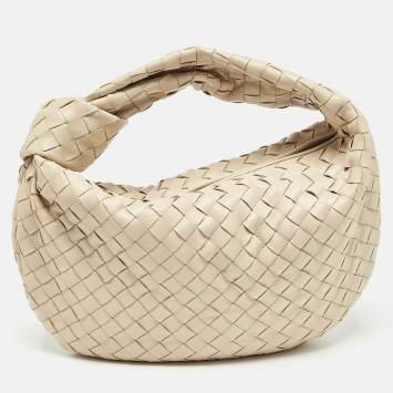 Pre Owned Bottega Veneta Beige Intrecciato Leather Teen Jodie Hobo