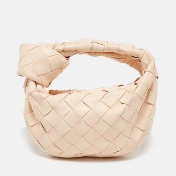 Pre Owned Bottega Veneta Light Beige Intrecciato Leather Candy Jodie Bag