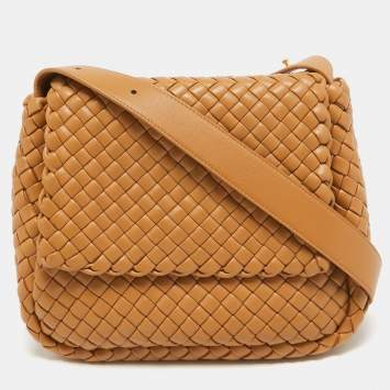Pre Owned Bottega Veneta Brown Padded Intrecciato Leather Small Cobble Shoulder Bag