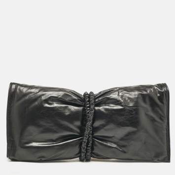 Pre Owned Bottega Veneta Black Padded Leather Bifold Clutch