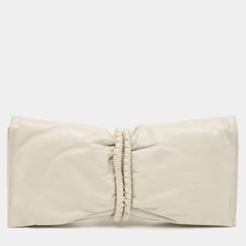 Pre Owned Bottega Veneta Off-White Padded Leather Bifold Clutch