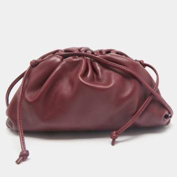 Bottega Veneta Burgundy Leather Mini The Pouch Clutch 