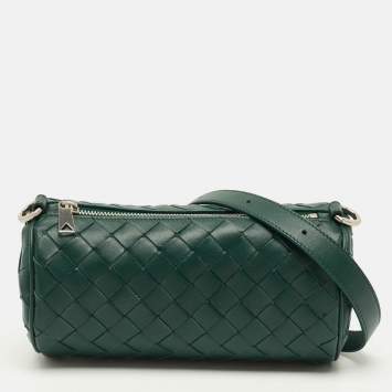 مملوكة مسبقًا Bottega Veneta Barrel Mini Green Intrecciato Leather Crossbody Bag