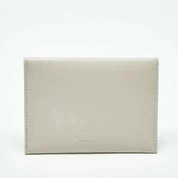 Pre Owned Bottega Veneta Off White Leather Envelope Card Holder