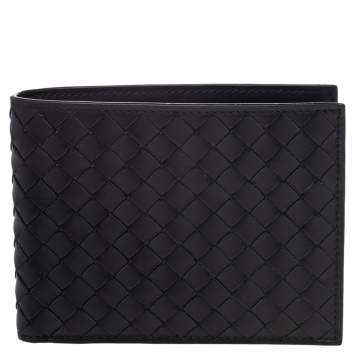 Pre Owned Bottega Veneta Black Intrecciato Leather Bifold Wallet