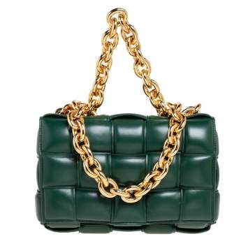 Pre Owned Bottega Veneta Green Padded Leather Cassette Shoulder Bag