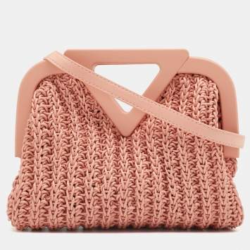 Pre Owned Bottega Veneta Peach Intrecciato Leather Point Shoulder Bag