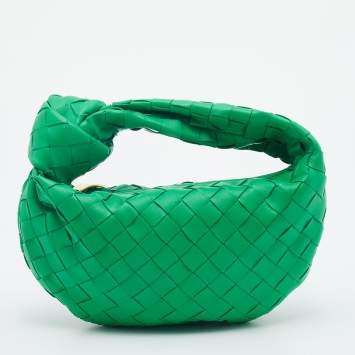 Pre Owned Bottega Veneta Green Intrecciato Leather Mini BV Jodie Bag