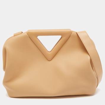 Pre Owned Bottega Veneta Beige Leather The Triangle Shoulder Bag