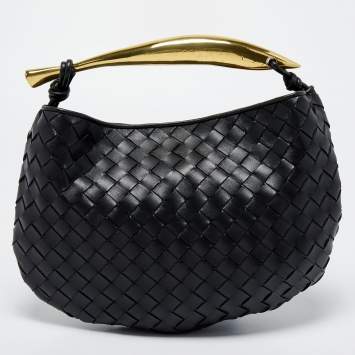 Pre Owned Bottega Veneta Black Intrecciato Leather Small Sardine Hobo